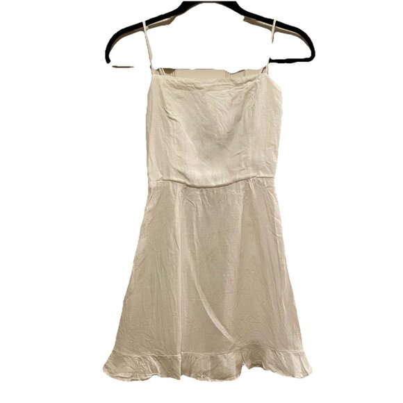 REFORMATION White Linen Square Neck Spaghetti Strap Mini Dress Sz 0 - Picture 2 of 9